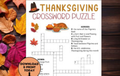 Thanksgiving Crossword Puzzle / Thanksgiving Kids Table Games with regard to Thanksgiving Crossword Printables