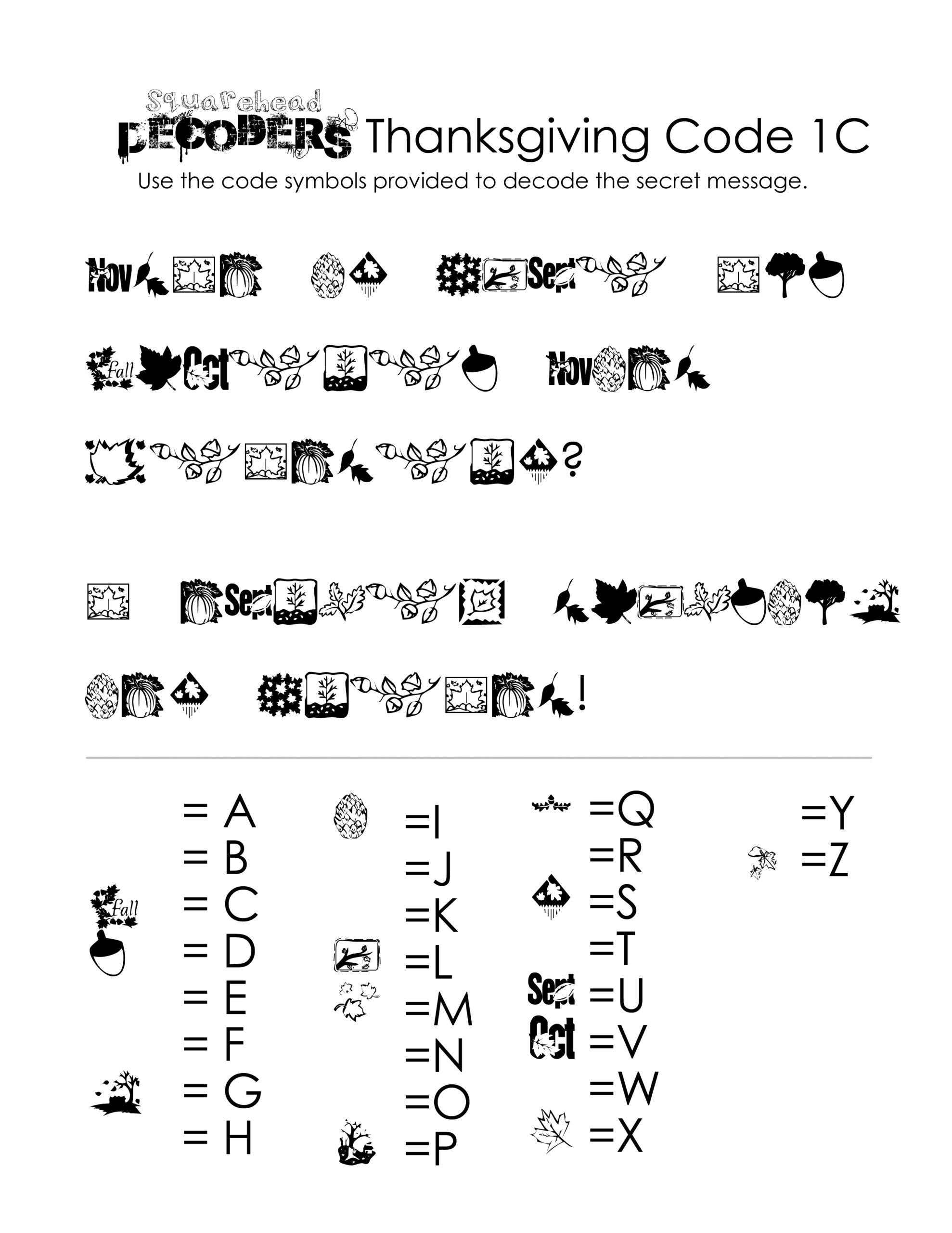Thanksgiving Decoding Worksheets (Free!) | Squarehead Teachers for Free Printable Decoding Worksheets