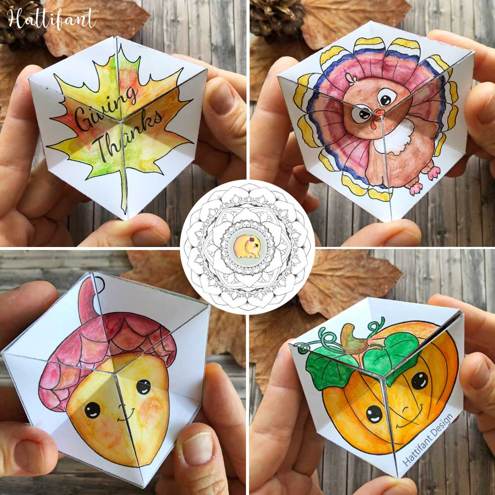 Thanksgiving | Kaleidocycle Paper Toy To Color &amp;amp; Craft - Hattifant intended for Free Printable Thanksgiving Flextangle Templates