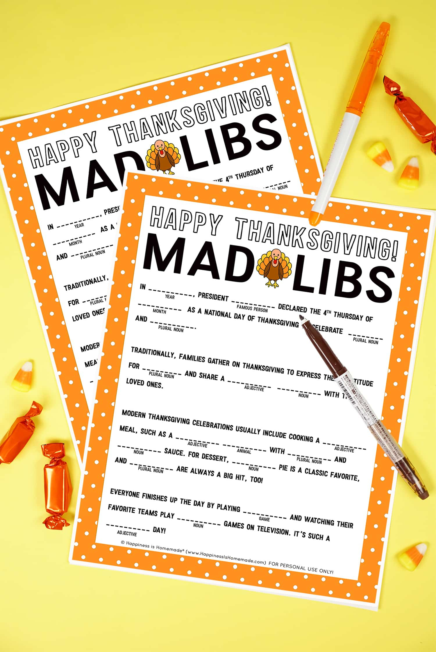 Thanksgiving Mad Libs Printable Game - Happiness Is Homemade in Free Printable Thanksgiving Mad Libs