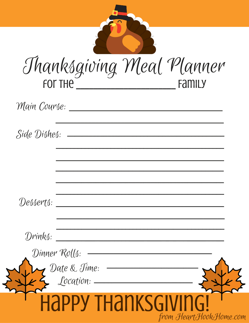 Thanksgiving Meal Planner - Free Printable Download within Thanksgiving Planner Free Printable