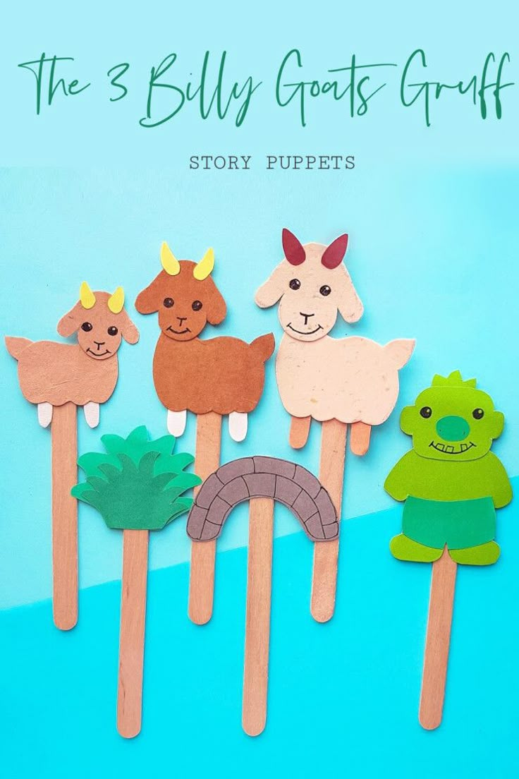 The 3 Billy Goats Gruff Story Puppets - Free Printable Template! in Three Billy Goats Gruff Stick Puppets Printable Free