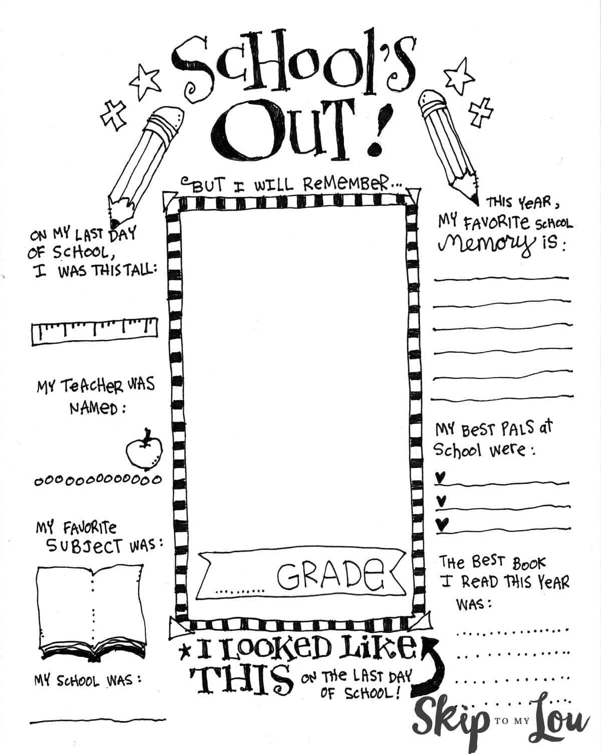 The Coolest Free Printable End Of School Coloring Page | Skip To in End Of Year Printables