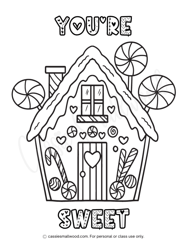 The Cutest Gingerbread House Coloring Pages - Cassie Smallwood within Printable Candy For Gingerbread House