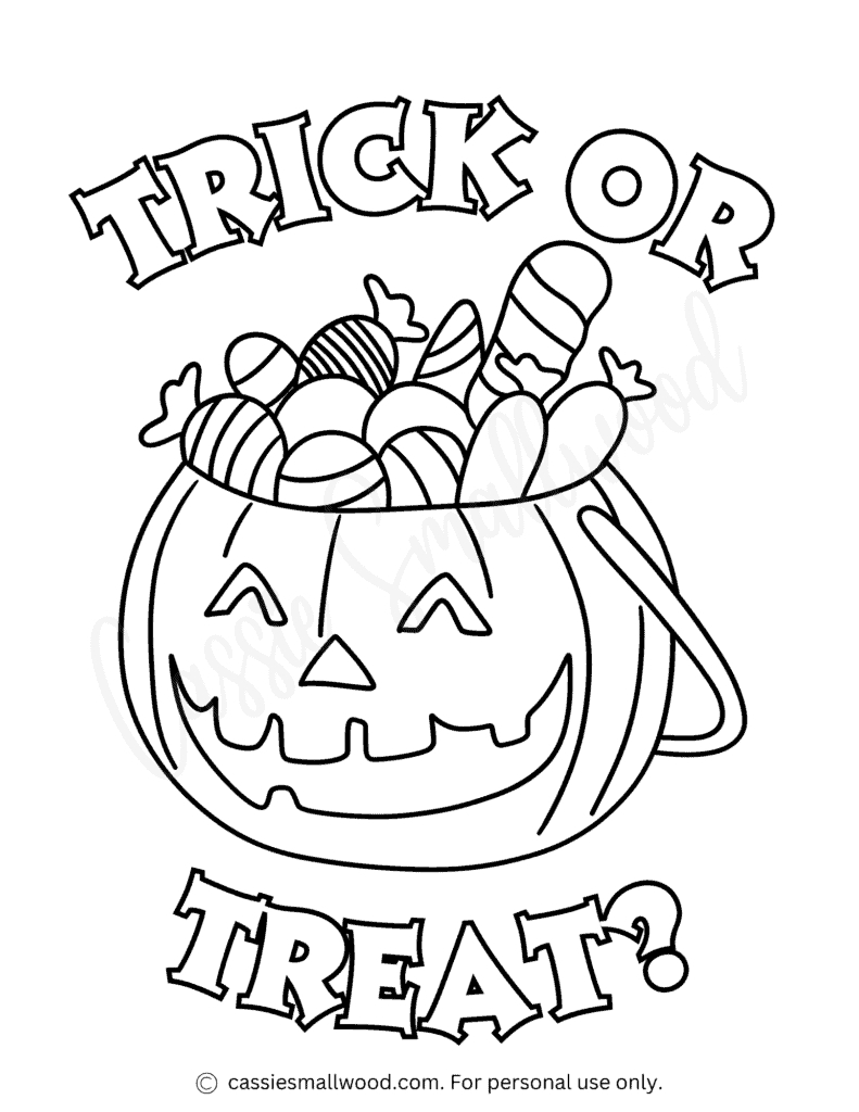 The Cutest Trick Or Treat Coloring Pages - Cassie Smallwood for Trick Or Treat Free Printable