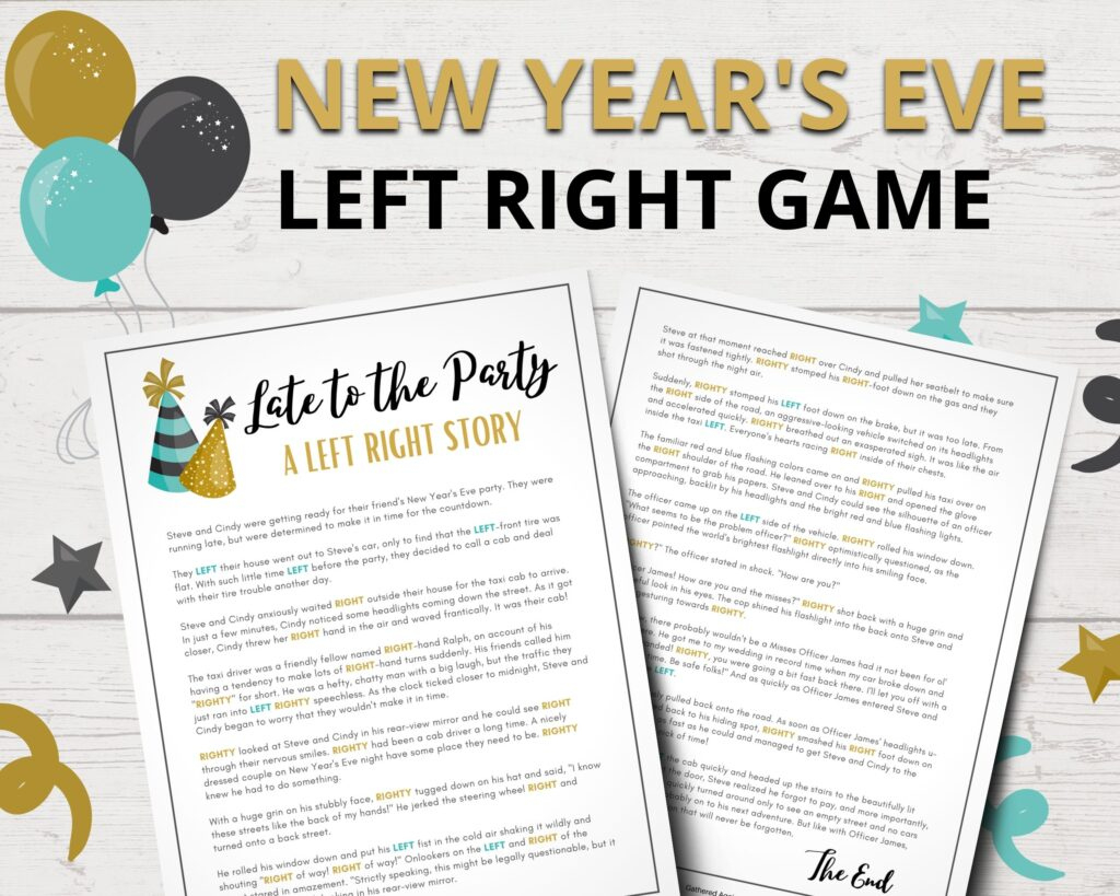 The Funniest New Year&amp;#039;S Eve Left Right Game! inside Printable Left Right Game Story Any Occasion