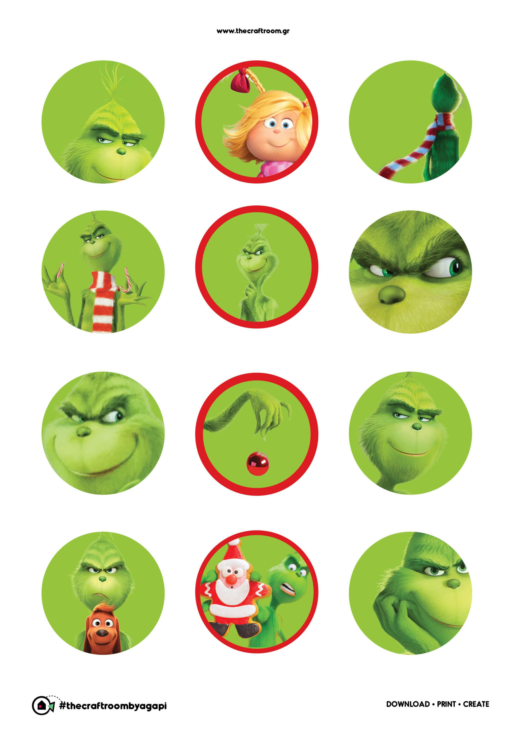 The Grinch Free Printables, Toppers with regard to Free Printable Grinch Cupcake Toppers