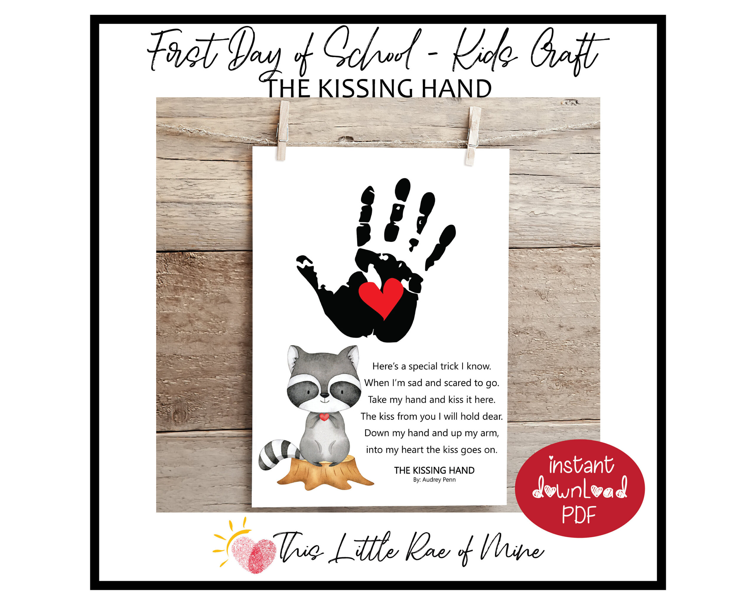 The Kissing Hand - Racoon - Story Book Craft - First Day Of School throughout Printable Kissing Hand Poem
