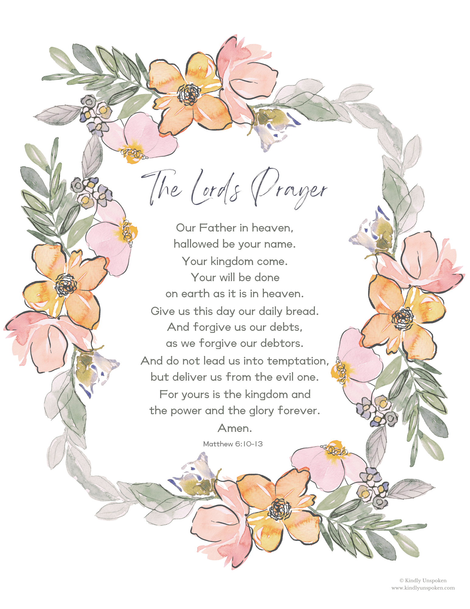The Lord&amp;#039;S Prayer Printable Pdf - Free Bible Wall Art - Kindly intended for Free Printable the Lord&amp;amp;#039;s Prayer Printable