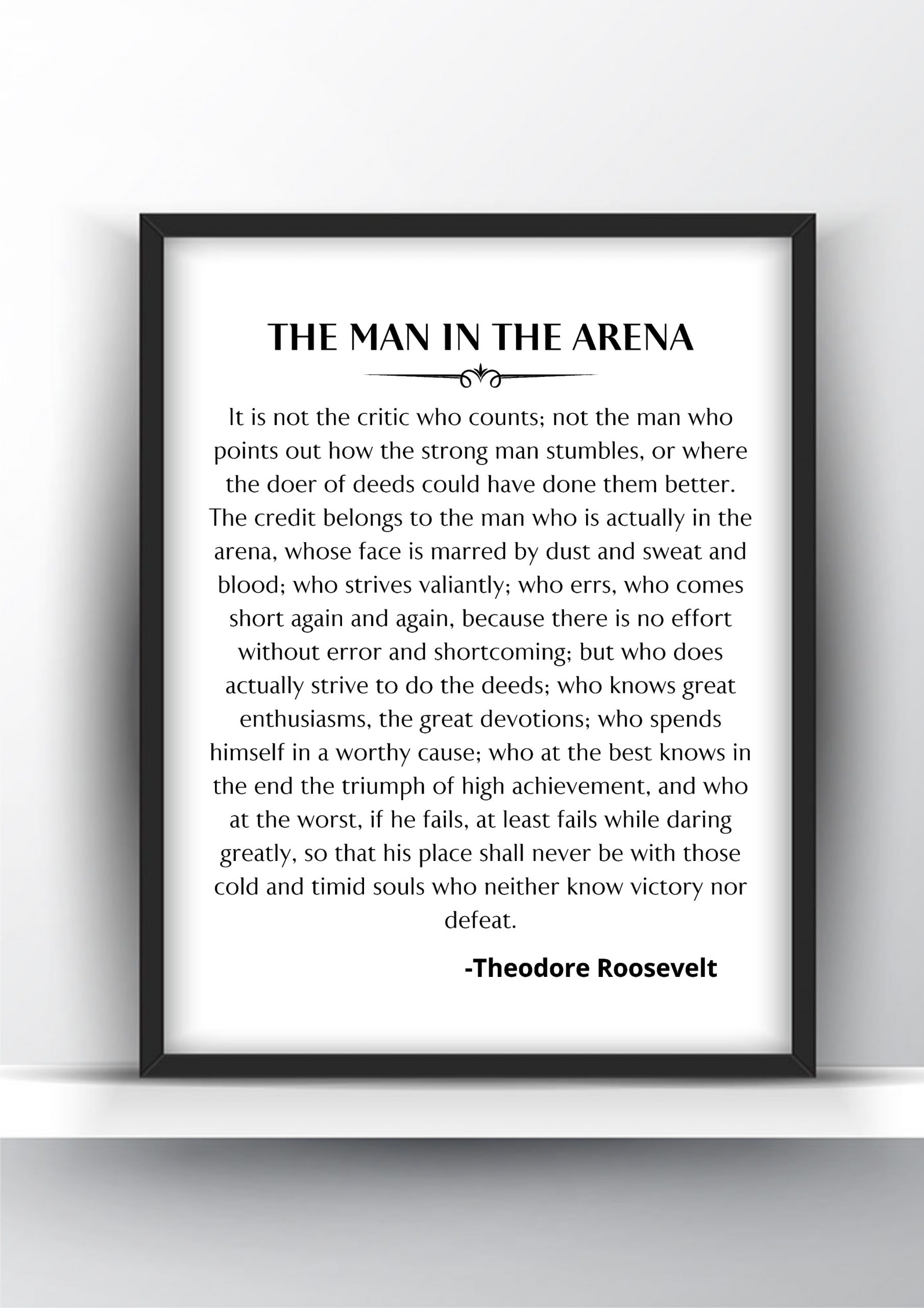 The Man In The Arena Speechtheodore Roosevelt Poster for Pdf Free Printable Printable Man In The Arena Quote