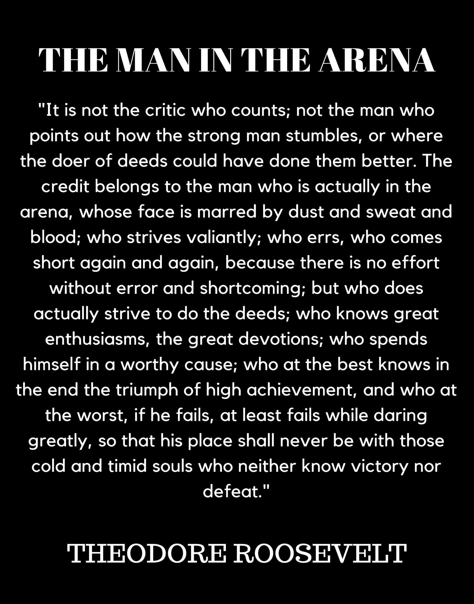 The Man In The Arena Theodor Roosevelt Druck Poster - Etsy.de intended for Printable Man in the Arena