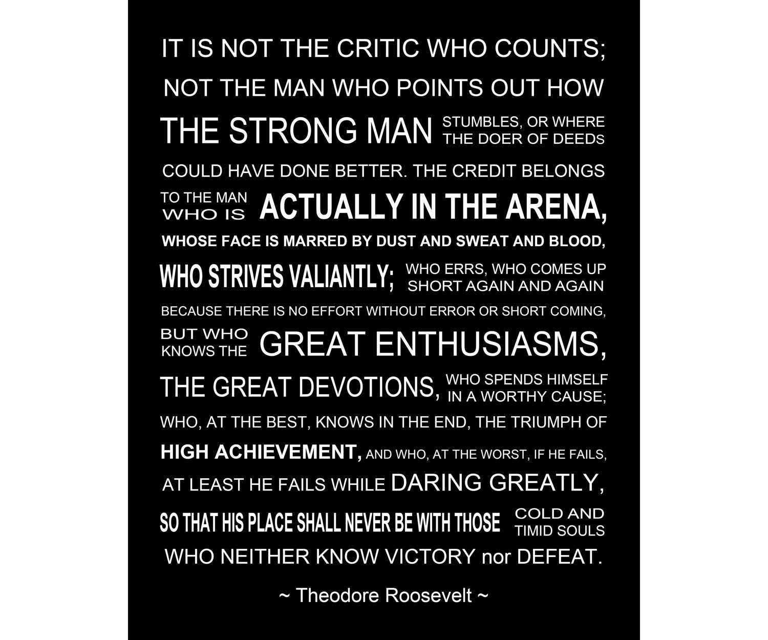 The Man In The Arena - Theodore Roosevelt Speech - Printable Art within Pdf Free Printable Printable Man In The Arena Quote