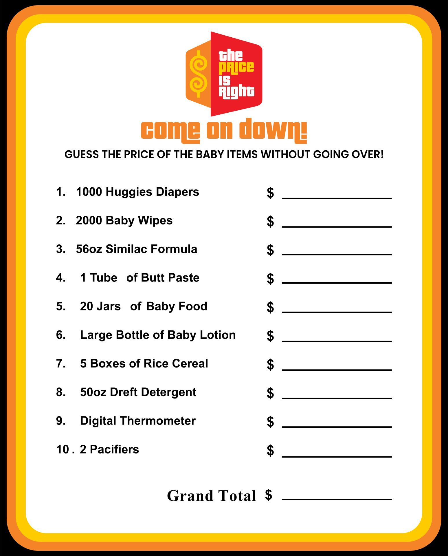 The Price Is Right Printable Sale within Price Is Right Printable Game For Seniors