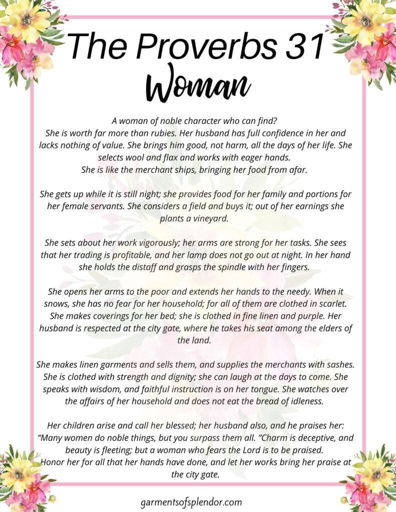 The Proverbs 31 Woman: How To Be A Virtuous Woman Today - for Free Printable Printable Proverbs 31 Woman