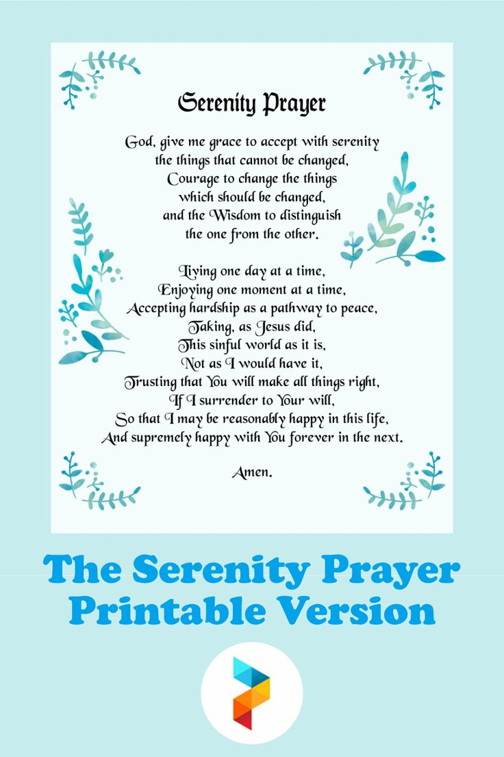The Serenity Prayer Version - 10 Free Pdf Printables | Printablee in Free Printable Serenity Prayer Long Version