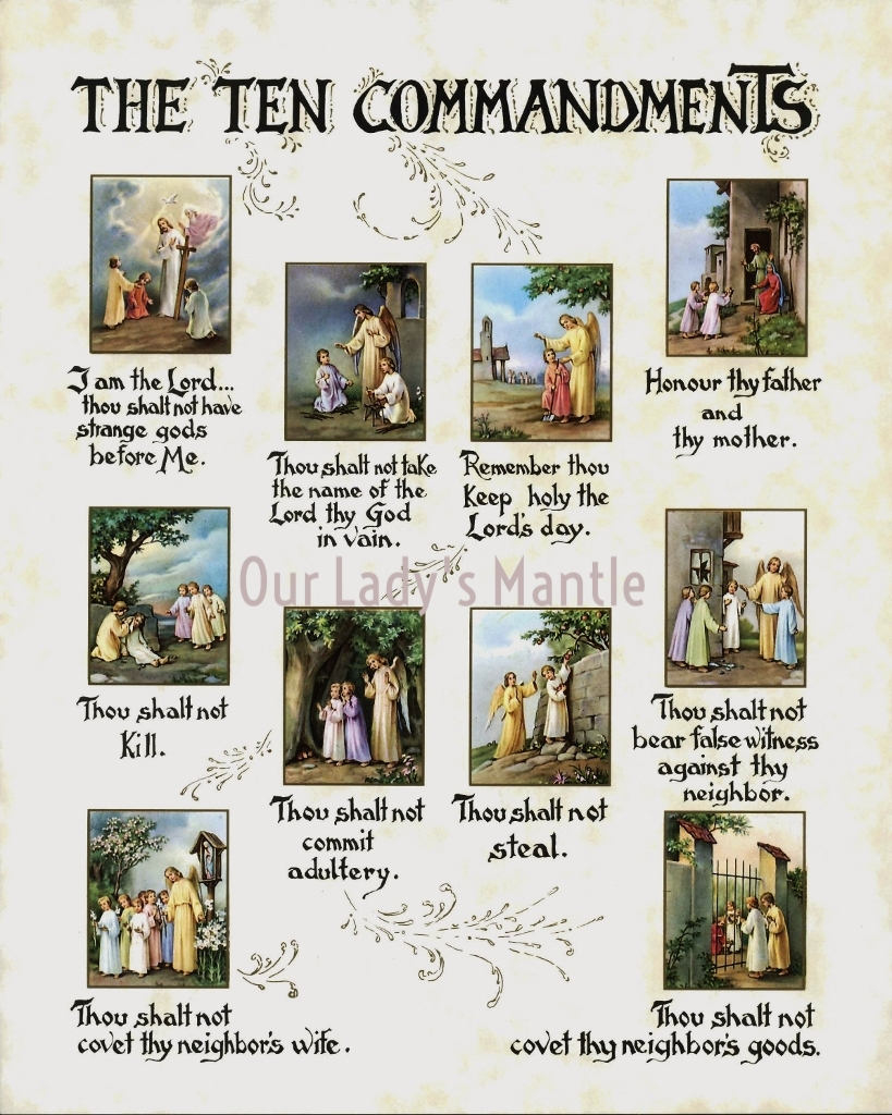 The Ten Commandments Print 8X10 Catholic Picture Print From Italy throughout Printable Ten Commandments Catholic