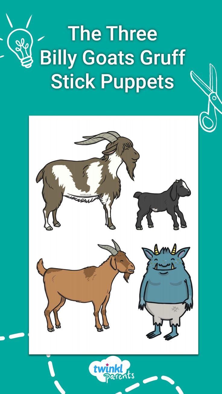 The Three Billy Goats Gruff Stick Puppets throughout Three Billy Goats Gruff Stick Puppets Printable Free