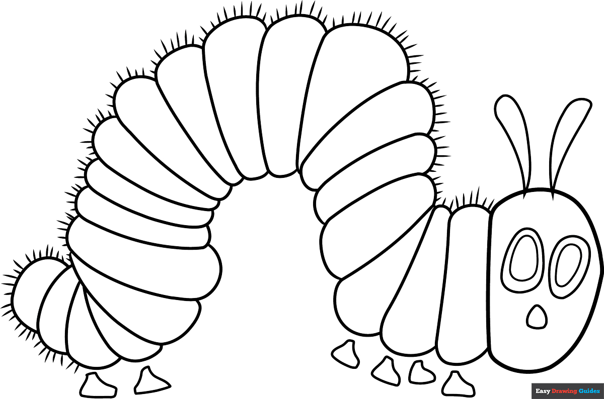 The Very Hungry Caterpillar Coloring Page | Easy Drawing Guides with Free Hungry Caterpillar Printables