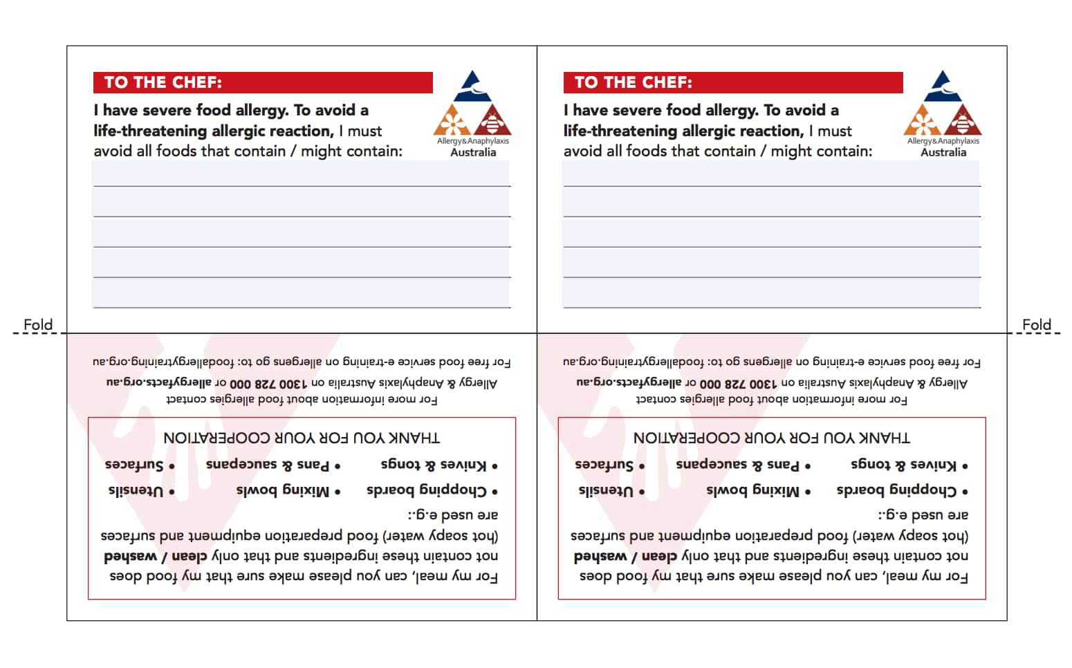 These Multilingual Chef Cards Are Helping People With Food with regard to Free Printable Allergy Cards