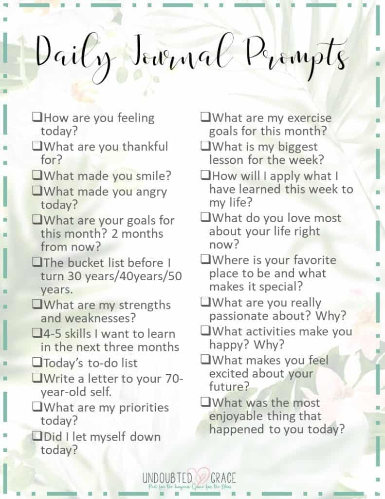 Things To Write In Your Journal: Ultimate Printable Journal inside Free Printable Journal Prompts