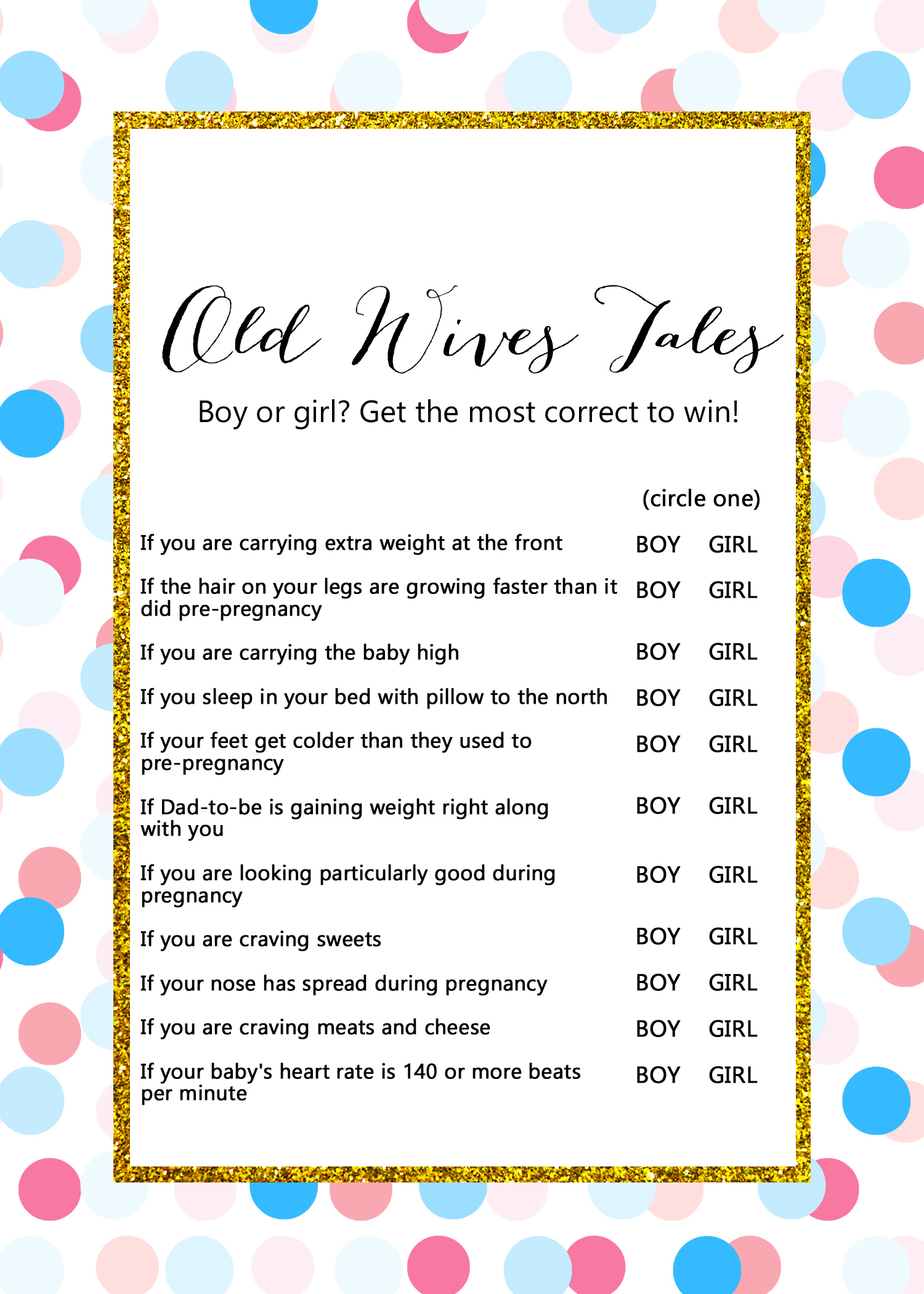 Tlc430-R-Old-Wives-Tales-Gender-Prediction - Magical Printable pertaining to Old Wives Tales Printable