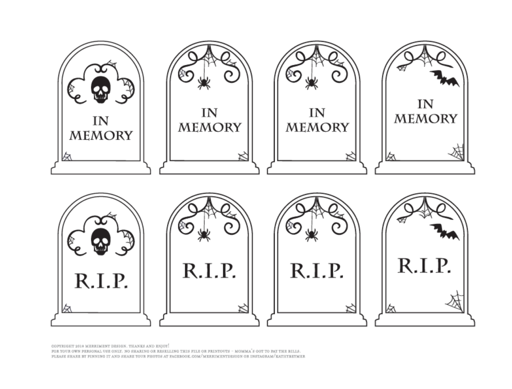 Tombstone Printable Halloween Cupcake Toppers - Merriment Design inside Printable Tombstone Cupcake Toppers