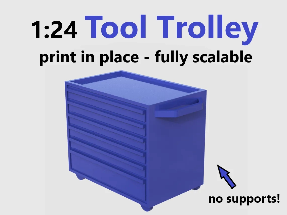 Tool Trolley - 1:24 Scale Garage Diorama Accessoriesthe Kit for Free 1 24 Scale Printables
