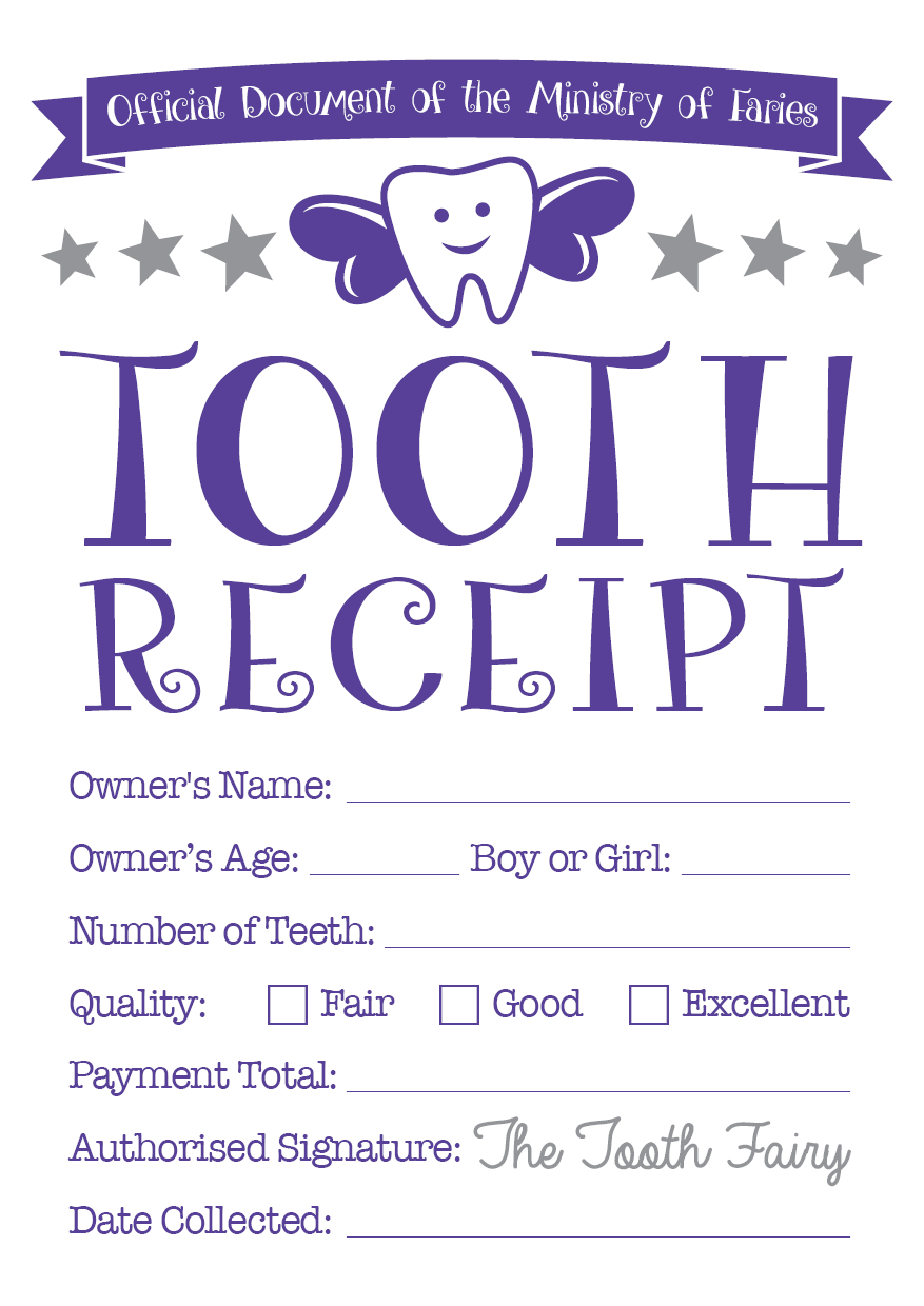 Tooth Fairy Certificate &amp;amp; Tooth Receipt Free Printables intended for Free Printable Tooth Fairy