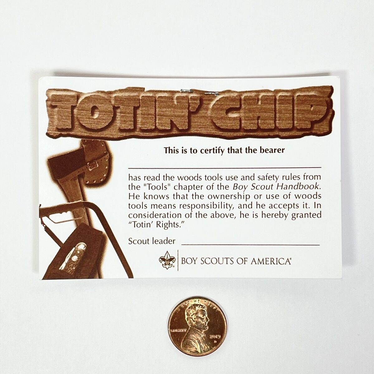 Totin&amp;#039; Chip Boy Scouts Patch ▫ Bsa New On Card ▫ Woods Tools | Ebay inside Printable Totin Chip Card
