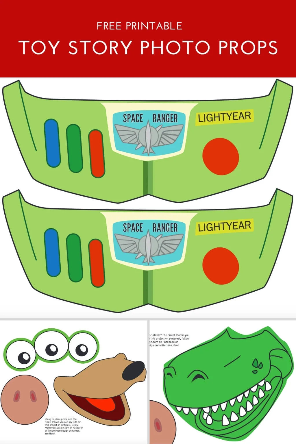 Toy Story Photo Booth Props {Free Printable Pdf} - Merriment Design intended for Toy Story Free Printables