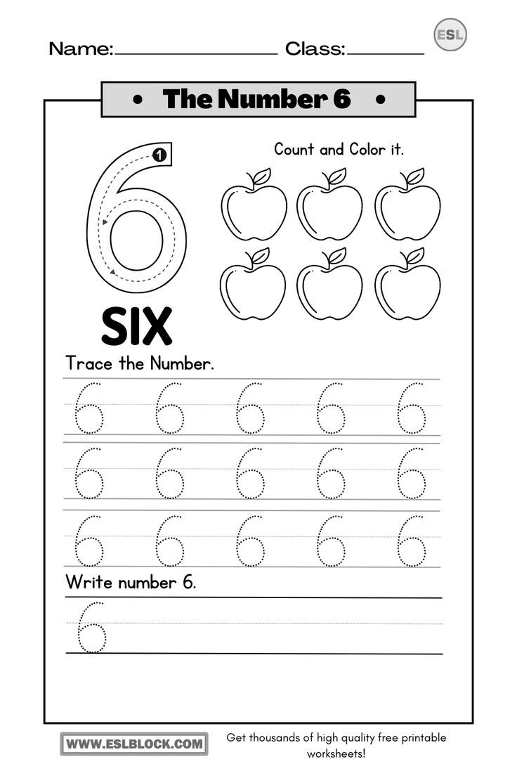 Tracing Number 6 Worksheets regarding Number Six Worksheet Printable