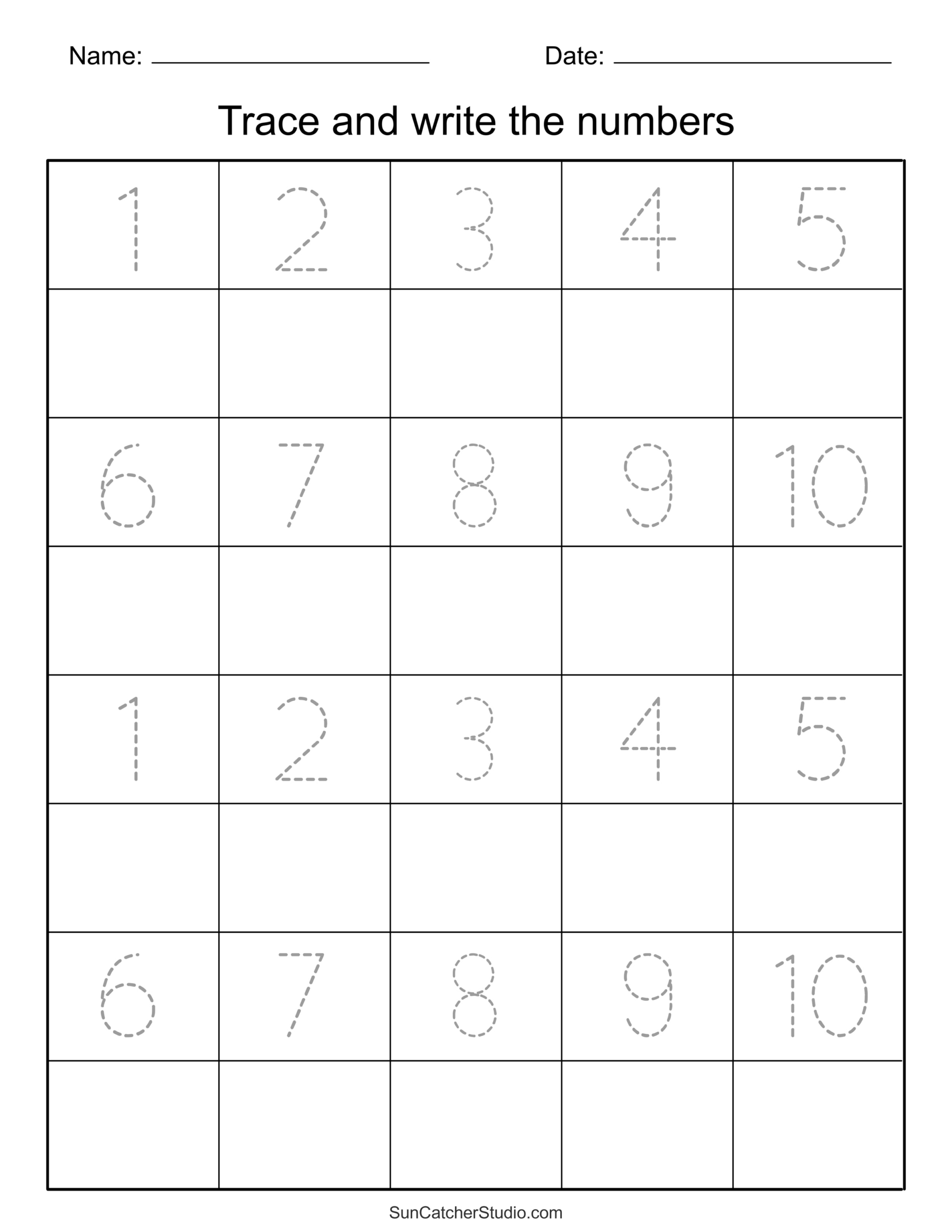 Tracing Numbers (Free Printable Practice Pdf Worksheets) – Free throughout Traceable Numbers Worksheet Printable