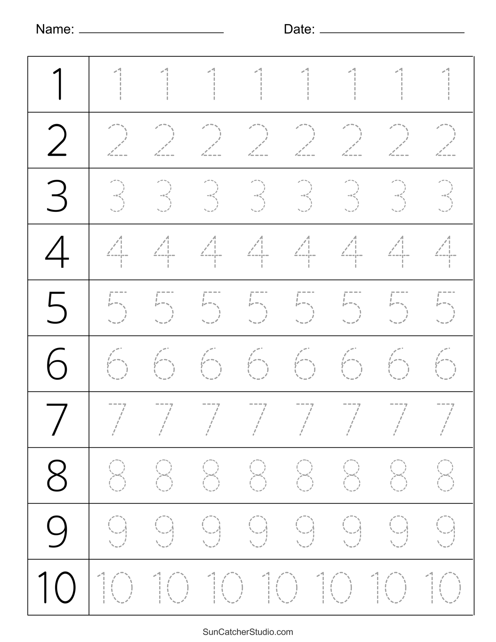 Tracing Numbers (Free Printable Practice Pdf Worksheets) – Free within Practice Writing Numbers Worksheet Printable