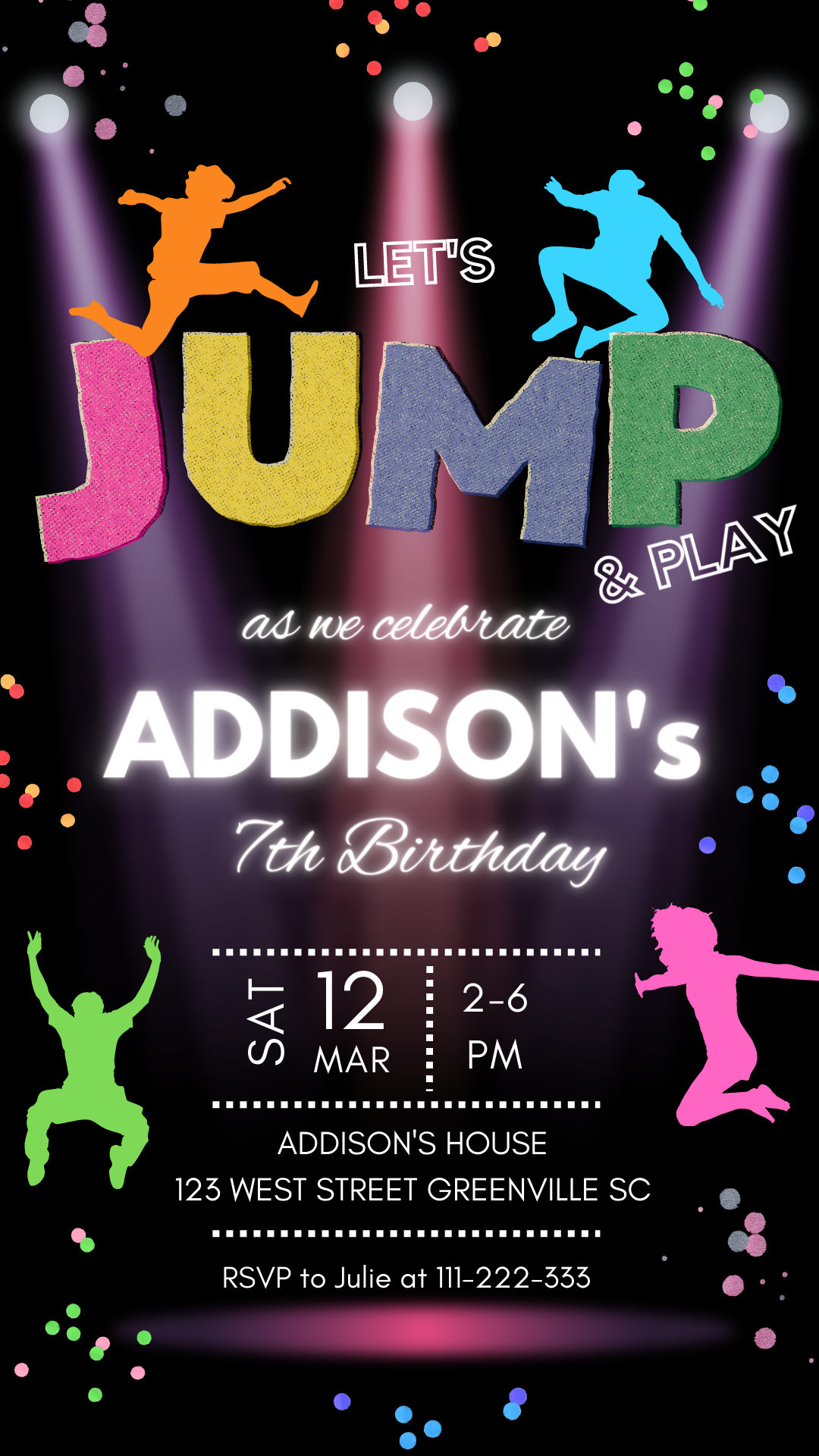 Trampoline Birthday Party Invite, Let&amp;#039;S Jump &amp;amp; Play Birthday with regard to Free Printable Trampoline Birthday Party Invitation Template Free