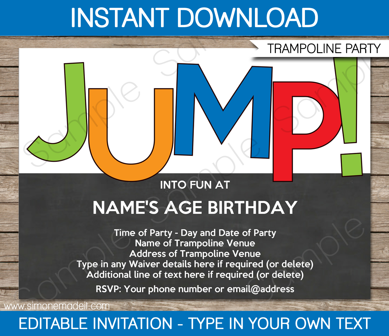 Trampoline Party Invitations Template - Boys pertaining to Free Printable Trampoline Birthday Party Invitation Template Free