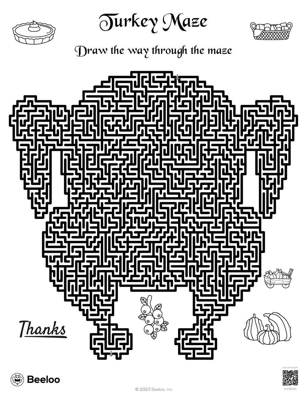 Turkey Maze • Beeloo Printable Crafts And Activities For Kids inside Turkey Maze Free Printable