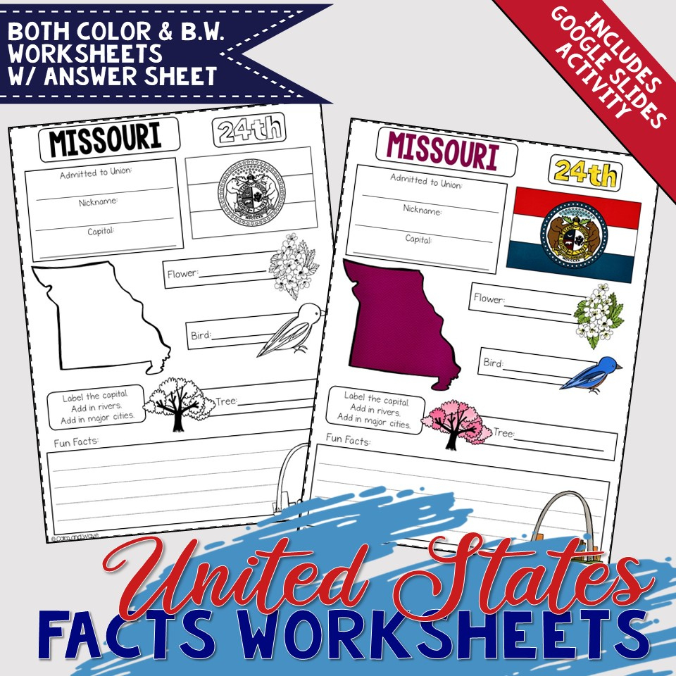 United States Facts Worksheets And Printables | Homeschool within Free Printable State Facts Worksheets
