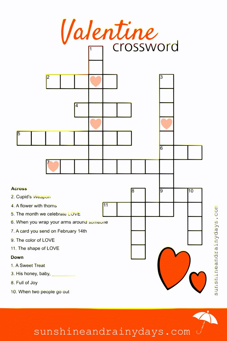 Valentine Crossword Puzzle with Valentine Crossword Printable