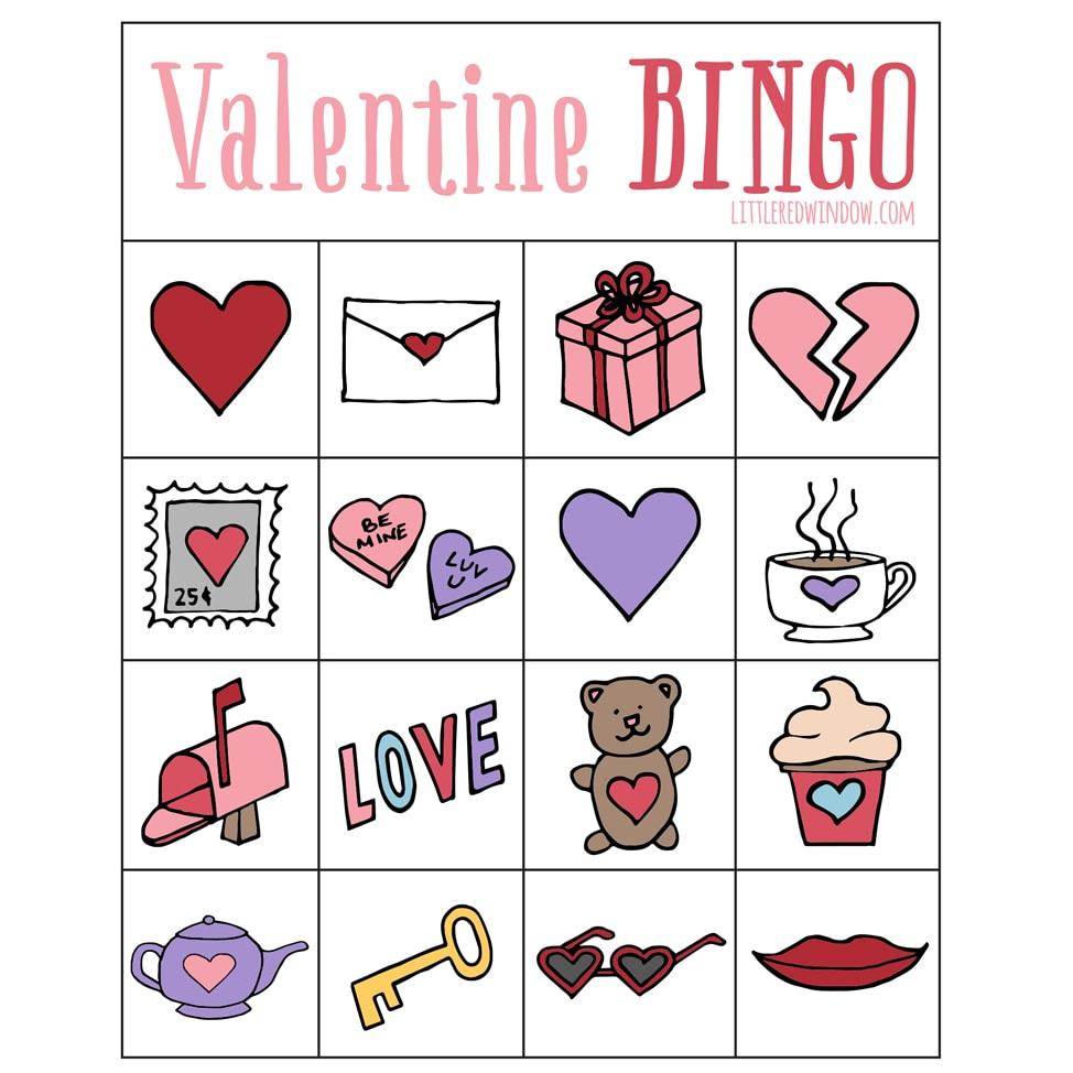 Valentine&amp;#039;S Bingo - Free Printable - Little Red Window pertaining to Free Printable Valentine Bingo Cards For Large Groups
