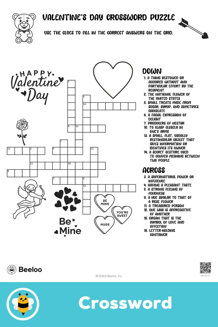 Valentine&amp;#039;S Day Crossword Puzzle in Free Printable Valentine Crossword Puzzles