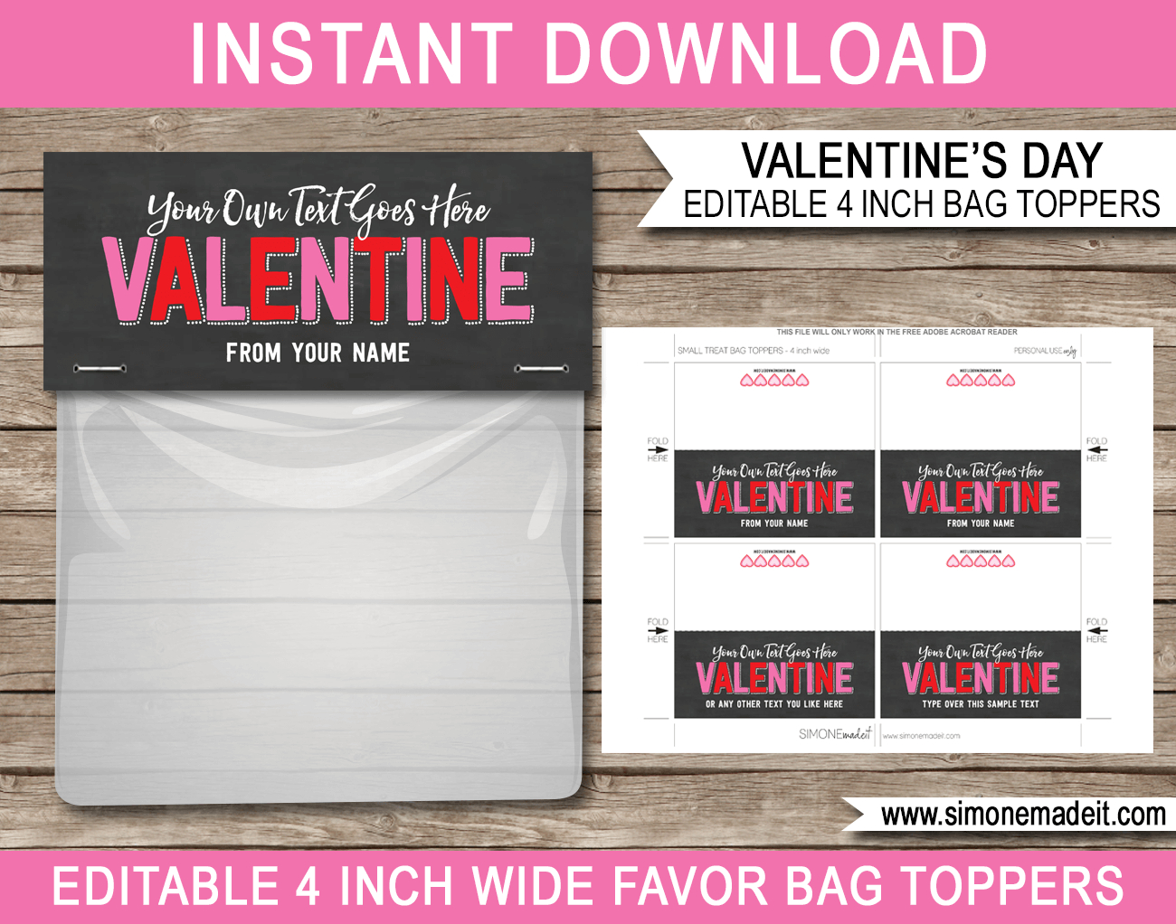 Valentine&amp;#039;S Day Gift Bag Toppers Template for Free Printable Valentine Treat Bag Toppers