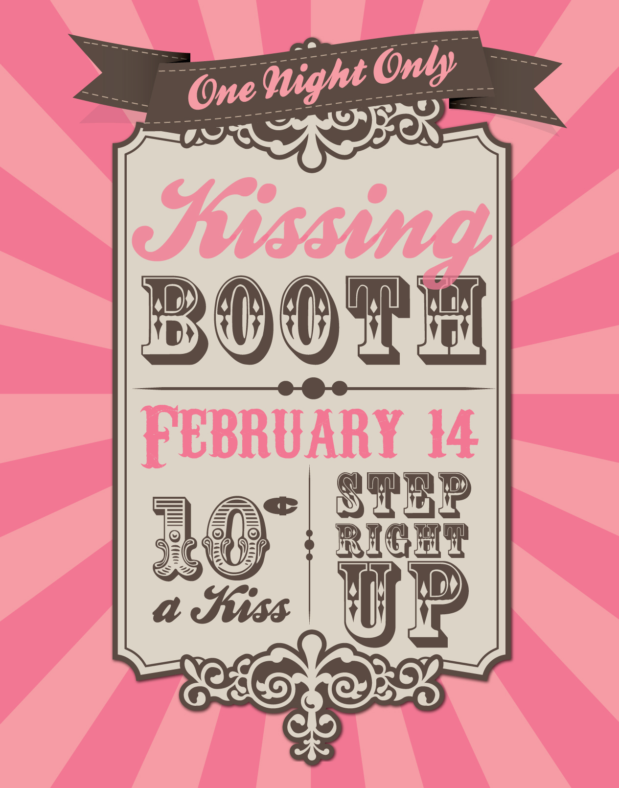 Valentine&amp;#039;S Day Printable: Vintage Kissing Booth Poster intended for Free Printable Kissing Booth Sign