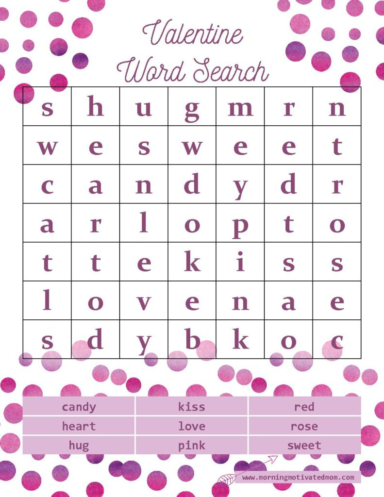 Valentine&amp;#039;S Day Word Search Printables – Morning Motivated Mom within Free Printable Valentine&amp;#039;S Day Word Search
