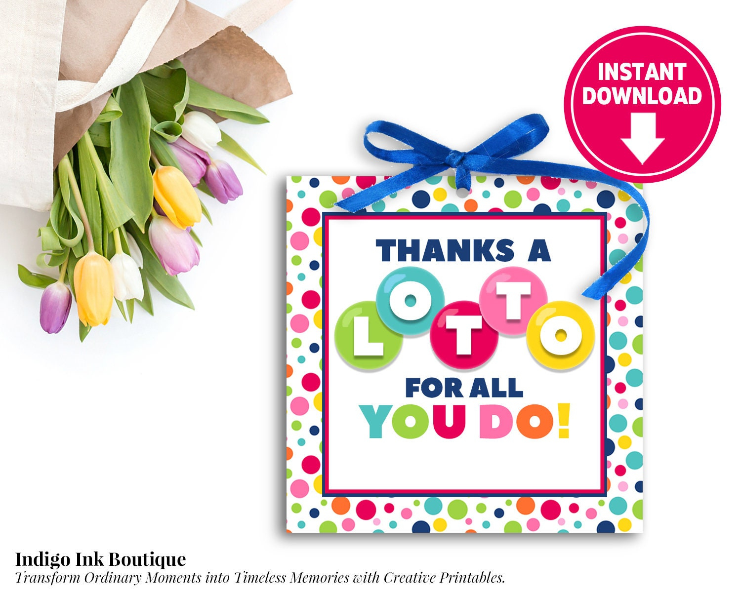 Vielen Dank Ein Lotto Für Alles, Was Sie Favor Tag Sofort Download intended for Thanks a Lotto For All You Do Free Printable