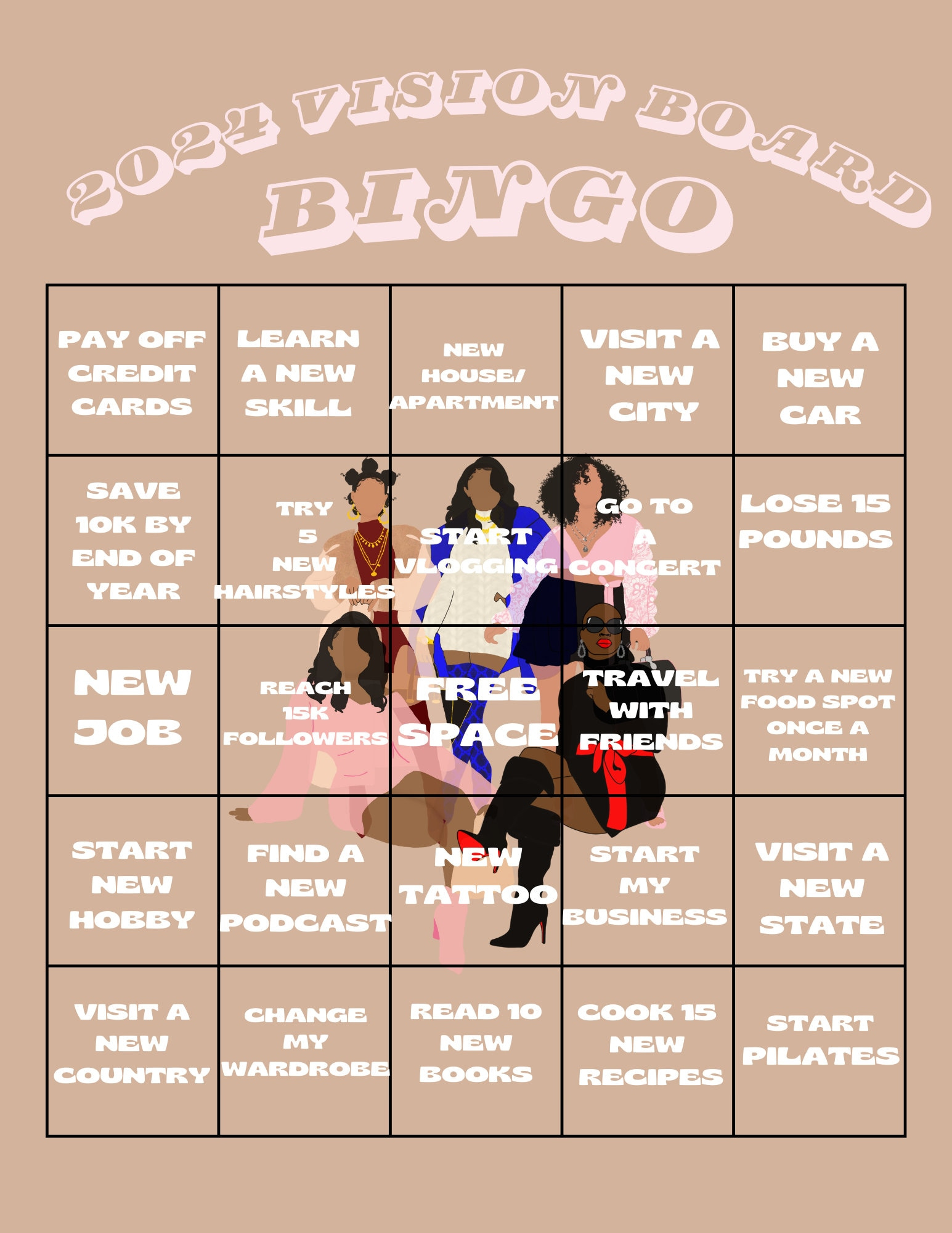 Vision Board Bingo Vorlage, 2025 Digitaler Download Bingospiel regarding Vision Board Bingo Card