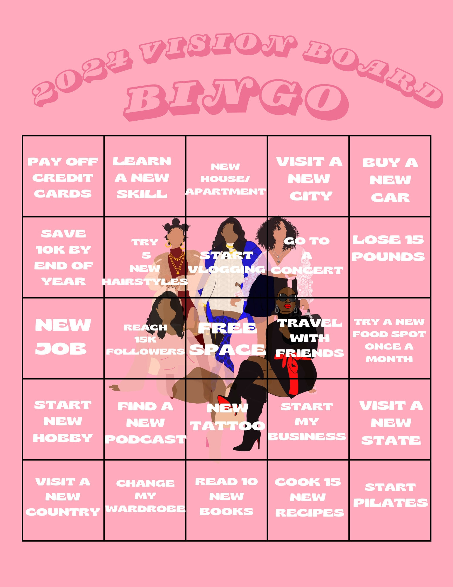 Vision Board Bingo Vorlage, 2025 Digitaler Download Bingospiel within Vision Board Bingo Card