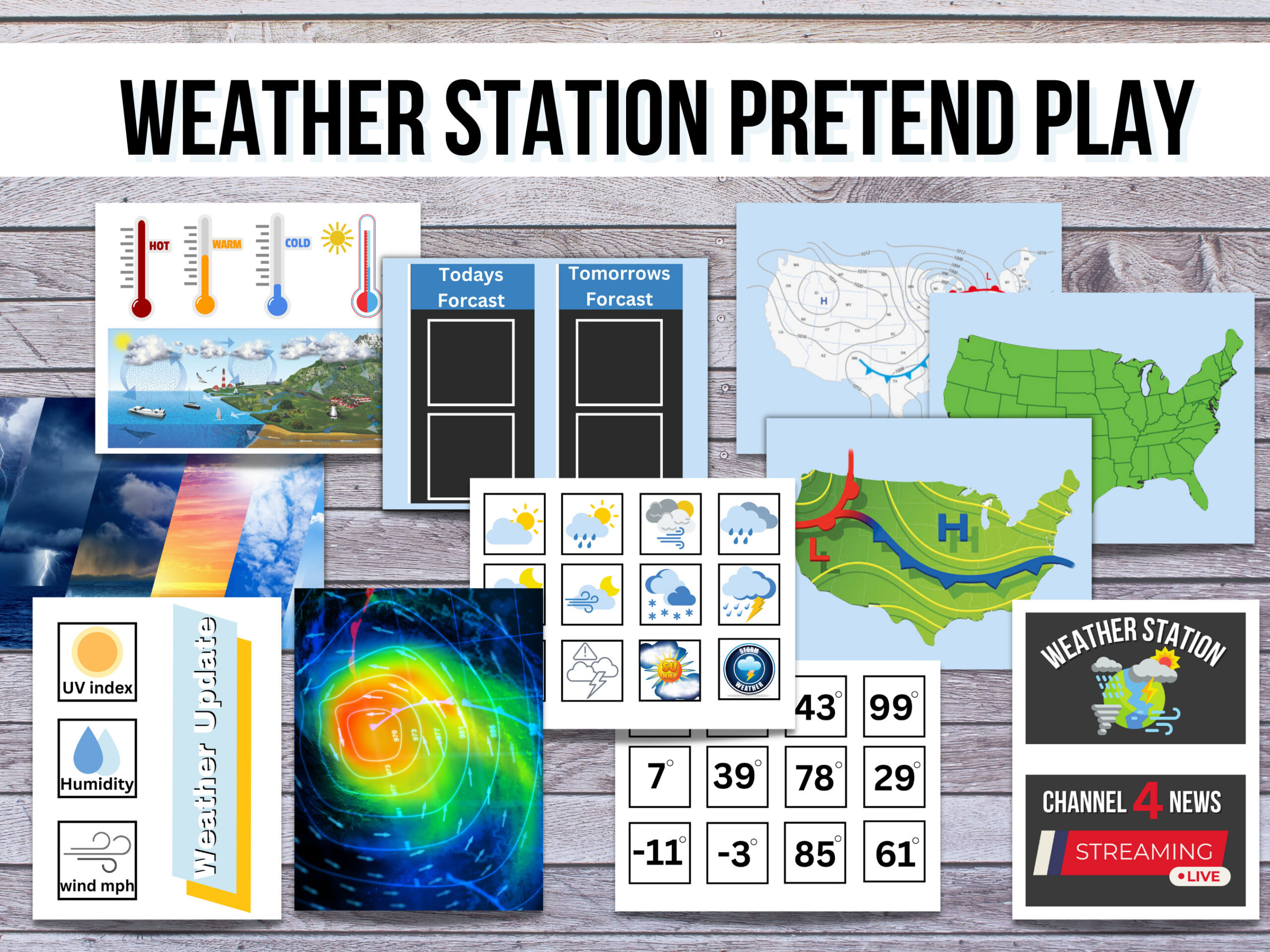 Weather Station Dramatic Play, Pretend Play, Classroom Dramatic for Weather Station Dramatic Play Free Printables