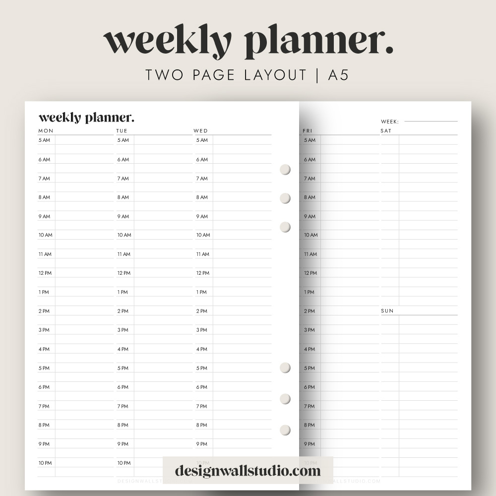 Weekly Planner Printable Insert (A5) – Free Download | Two Page Layout with regard to Free Printable A5 Planner