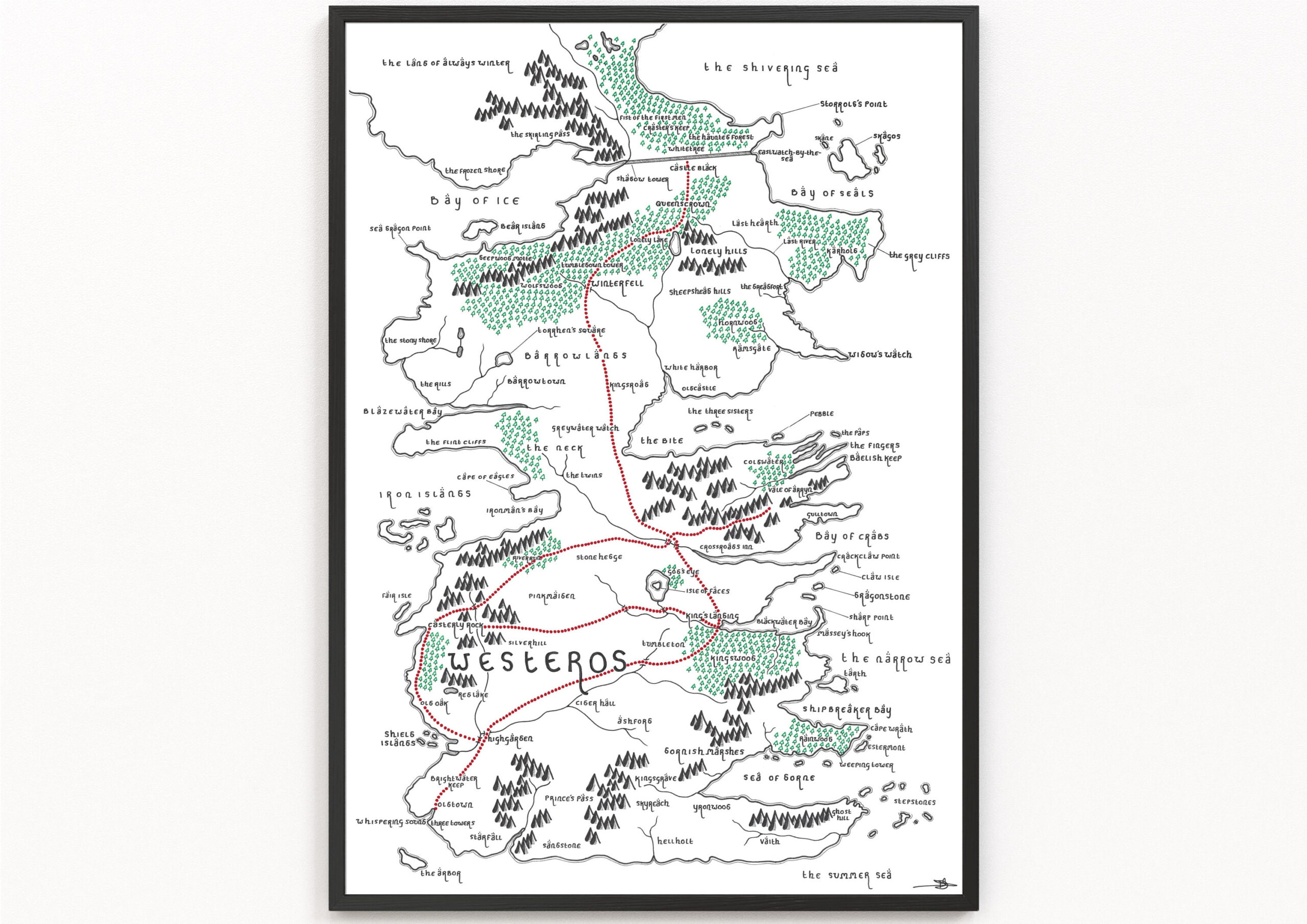 Westeros (A Game Of Thrones) Map Print | Fiktive Landkarte | Minimalistische Karten Kunst | Wandkunst | Kunstdruck intended for Game Of Thrones Printable Map