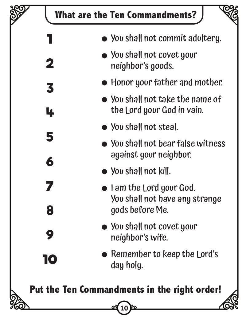 What Are The Ten Commandments? Coloring Page3 - Catholicbrain within Printable Ten Commandments Catholic